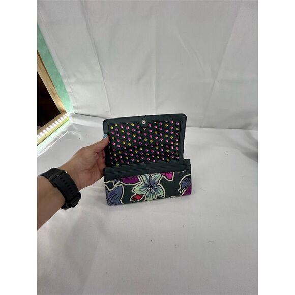 Vera Bradley Audrey RFID Wallet Falling Flowers Green Trifold Floral Women's - Picture 4 of 10